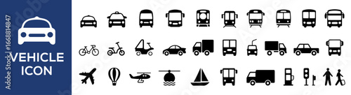 transportation vehicle icon set vector