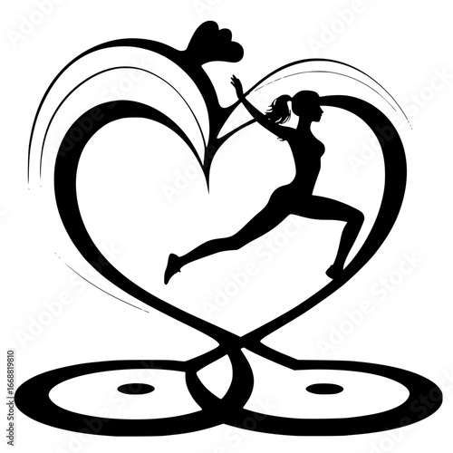 Runner jogging  on a heart shaped track yoga 