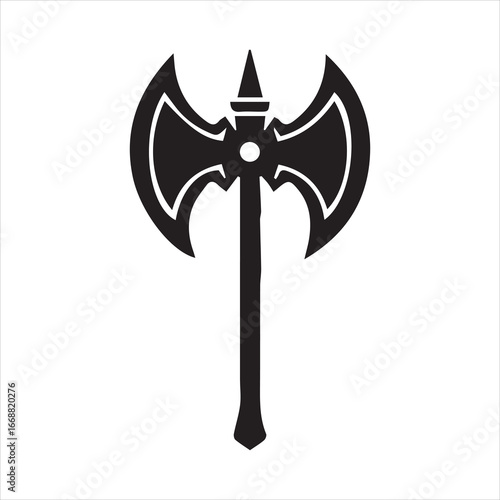 Wood axe silhouette vector illustration on white background.