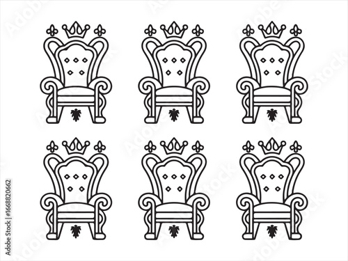 Elegant Royal Thrones with Crowns, Perfect for Luxury and Royalty Illustrations