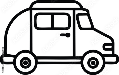 Simple line drawing of a camper van ready for adventure and travel fun a classic vehicle for road trips and outdoor escapes.