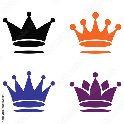 Four crowns black orange blue purple royal regal