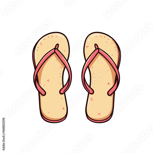 Flip-flops with pink straps on white background  