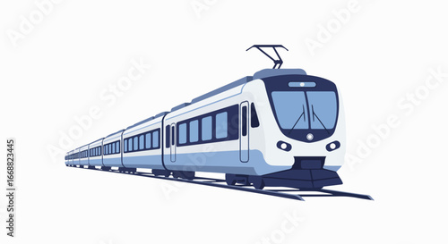 A modern high-speed train traveling on the railway line