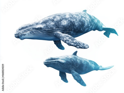 Majestic humpback whales swimming gracefully in the ocean depths during daylight hours