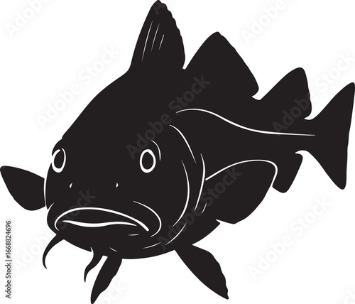 Atlantic cod silhouette nautical seafood marine life fishing emblem vector