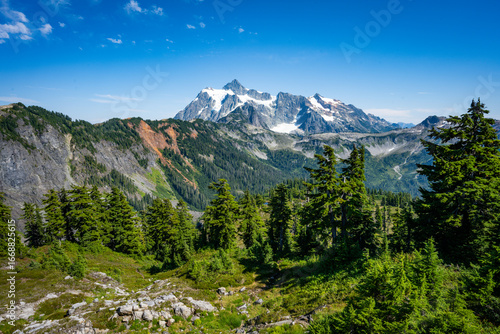 Mount Shuksan from Picture Lake near Mount Baker and North Cascades National Park