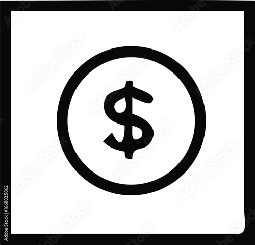 Simple hand-drawn dollar sign inside a circle icon representing currency and financial transactions for general use