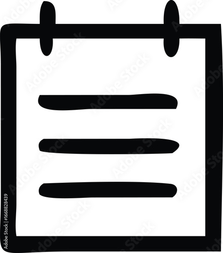 Hand-drawn notepad icon with lined pages for simple to-do lists and notes simple digital graphic element