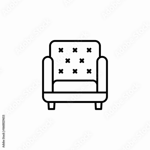 comfortable tufted armchair icon sign vector