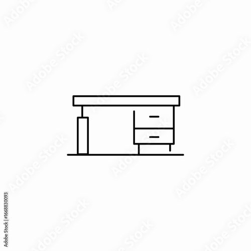 desk with drawers icon sign vector