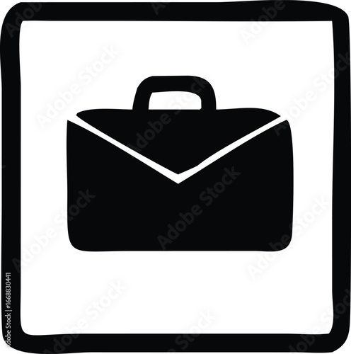 Simple hand-drawn style briefcase icon representing business travel and professional work essentials