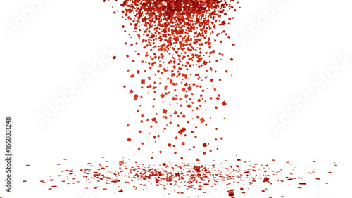 Abstract Crimson Particles: An artistic display of scattered, vibrant red particles cascading downwards, forming a mesmerizing visual pattern. 