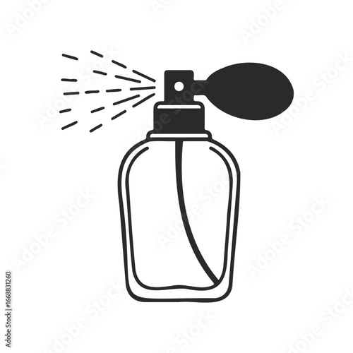 Vintage perfume atomizer with bulb spray and elegant black outline