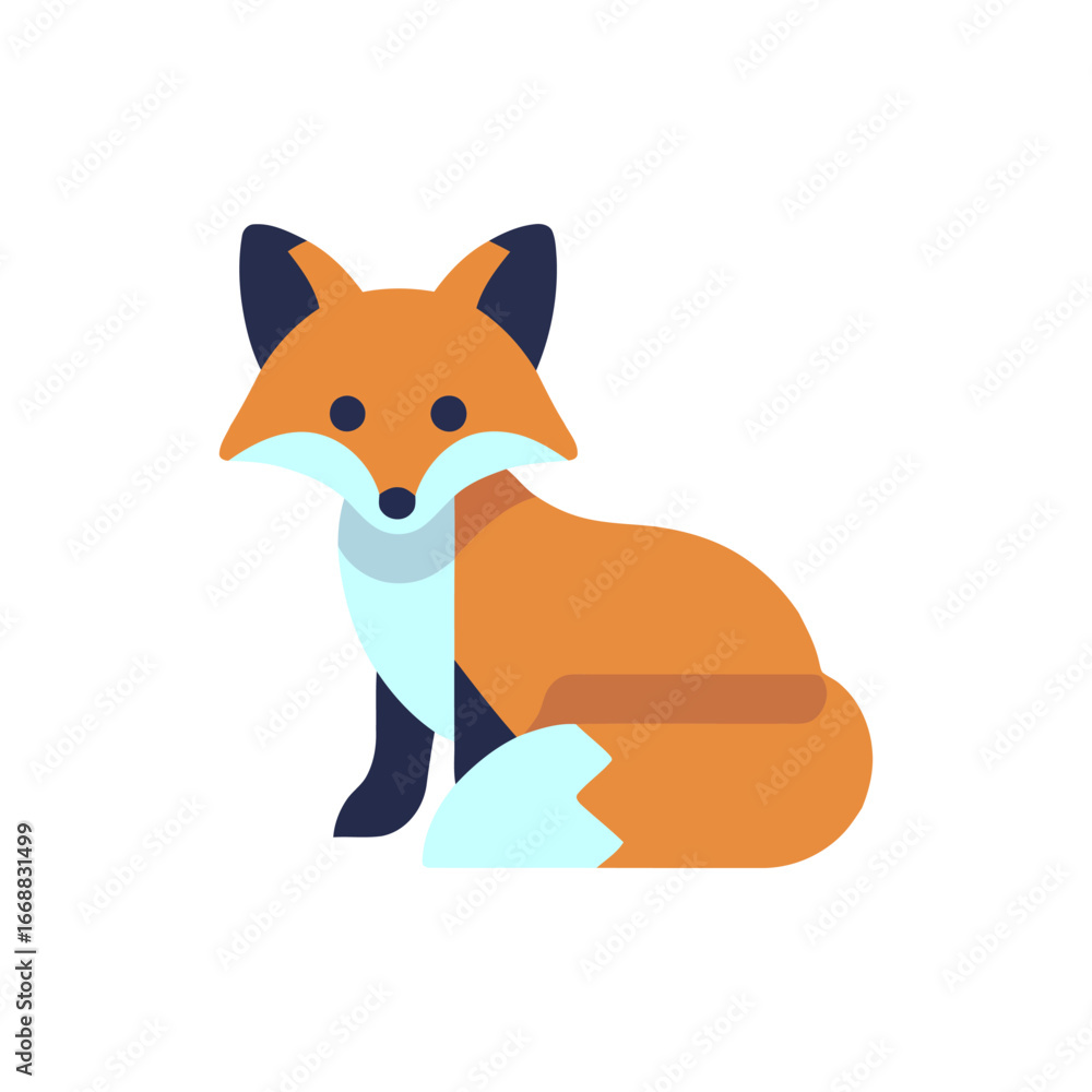 Obraz premium Whimsical Fox Illustration A Modern Take on Wildlife Art with Geometric Shapes and Playful Color Scheme
