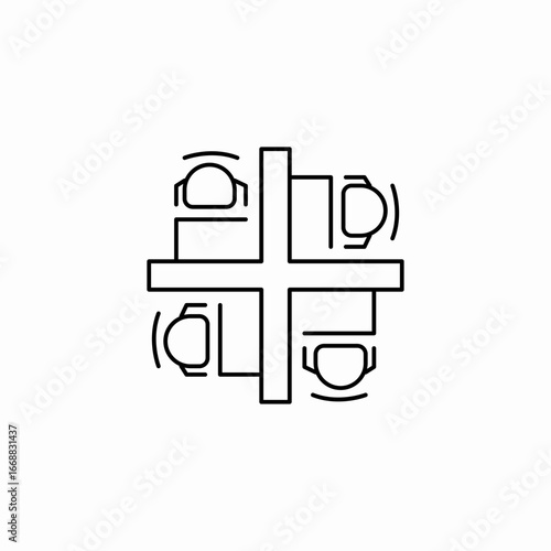 four person cubicle icon sign vector