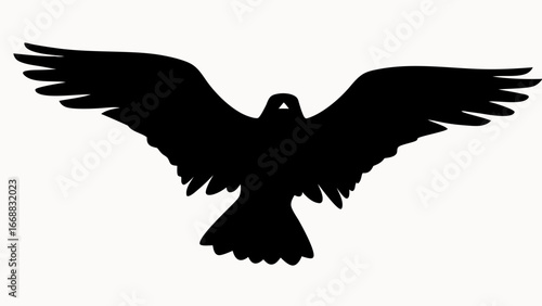 Silhouette of a bird with outstretched wings against a white background showing flight and freedom