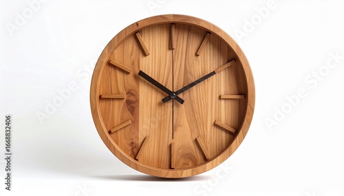 Wallpaper Mural A Modern Minimalist Wooden Wall Clock on a White Background Torontodigital.ca