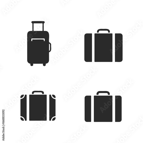 Vector icons of luggage varieties: suitcase and briefcase silhouettes