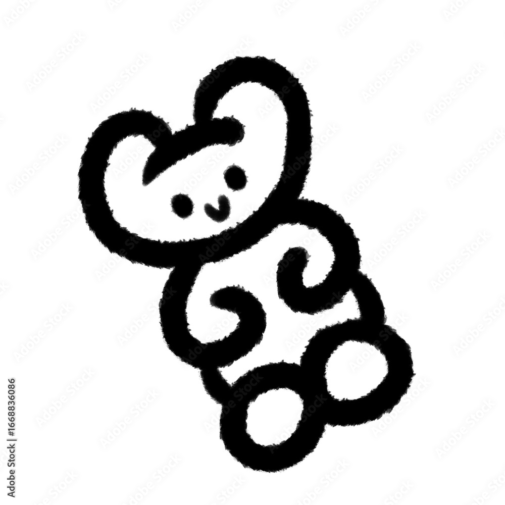 Fototapeta premium gummy bear png outline, cute cartoon handdraw clipart kids doodle element hand drawn doodle, handwriting clipart, kawaii kids drawing, funny character, childlike sketch, handwritten words,