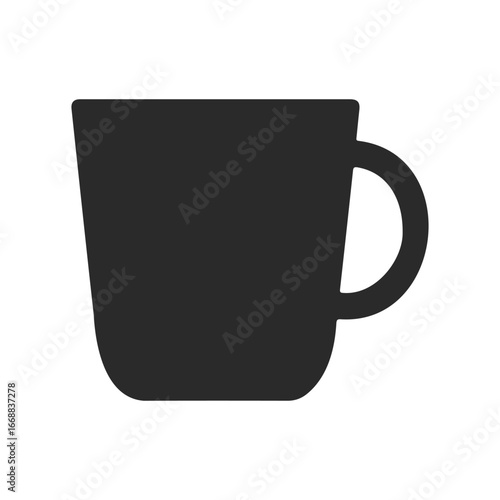 Simple black coffee mug icon on white background