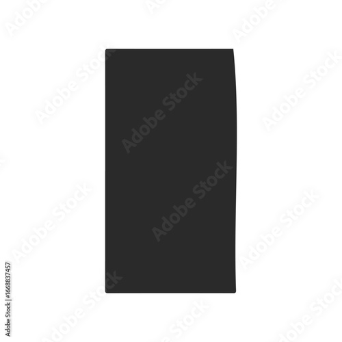 Black blank rectangular standing pouch packaging on white background