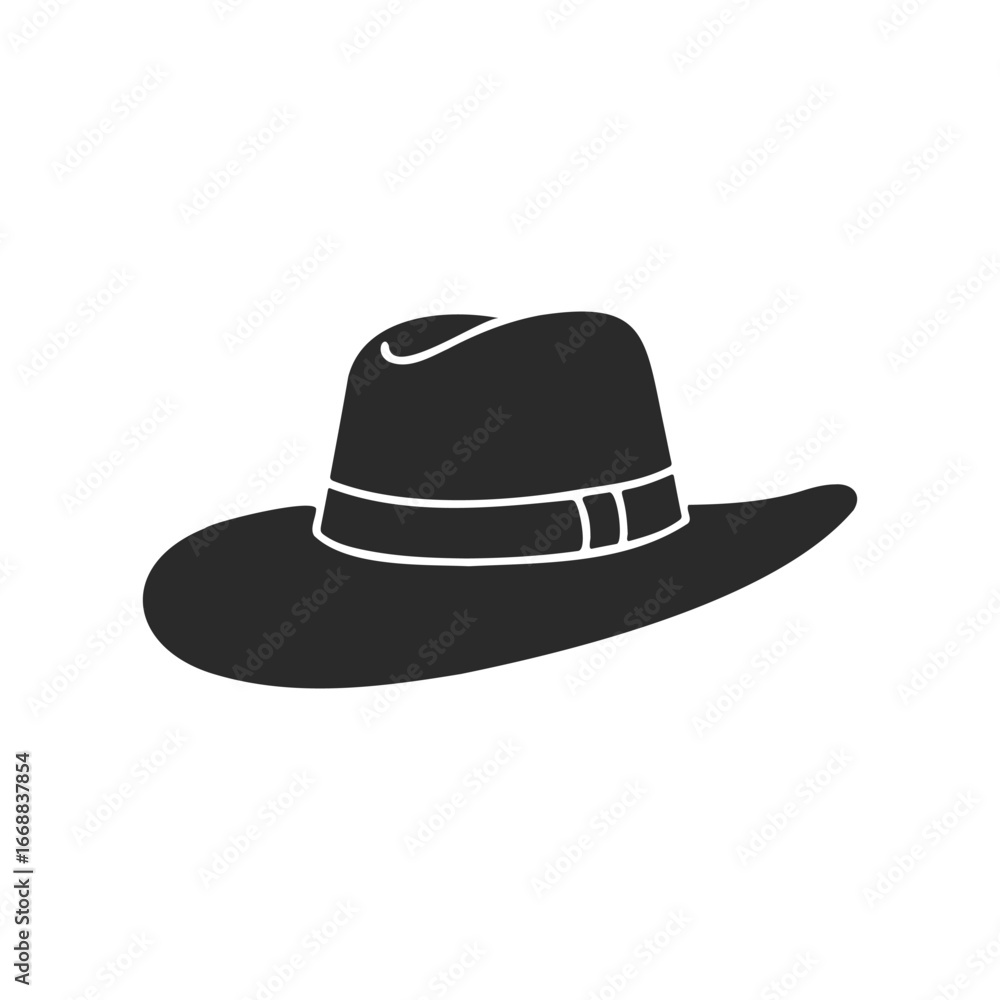 Fototapeta premium Silhouette of a wide-brimmed cowboy hat with band