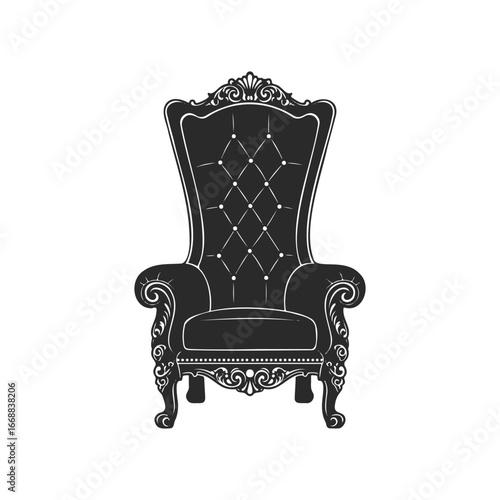 Elegant vintage armchair with ornate designs and tufted backrest
