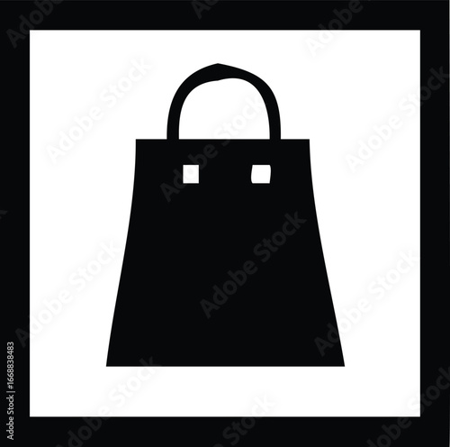 Simple silhouette of a black shopping bag with handles ideal for e-commerce and retail design assets