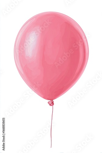 Single, bright pink balloon, tied string