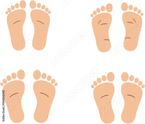 Children's footprints. human feet standing on the ground. isolated on white background
