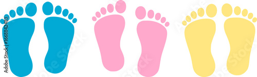 Children's footprints. human feet standing on the ground. isolated on white background
