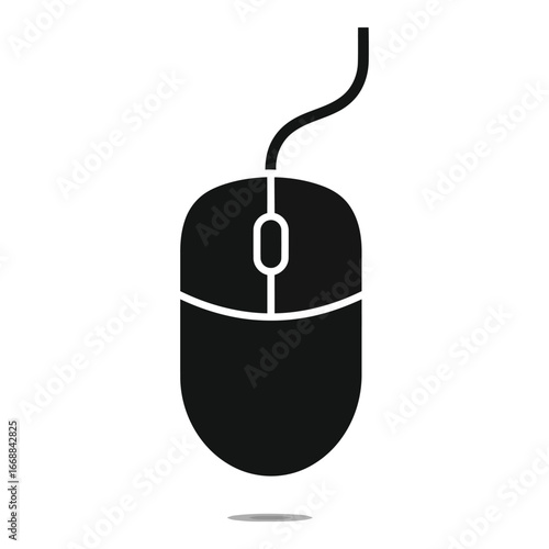 Classic wired computer mouse icon for digital navigation and technology concepts silhouette