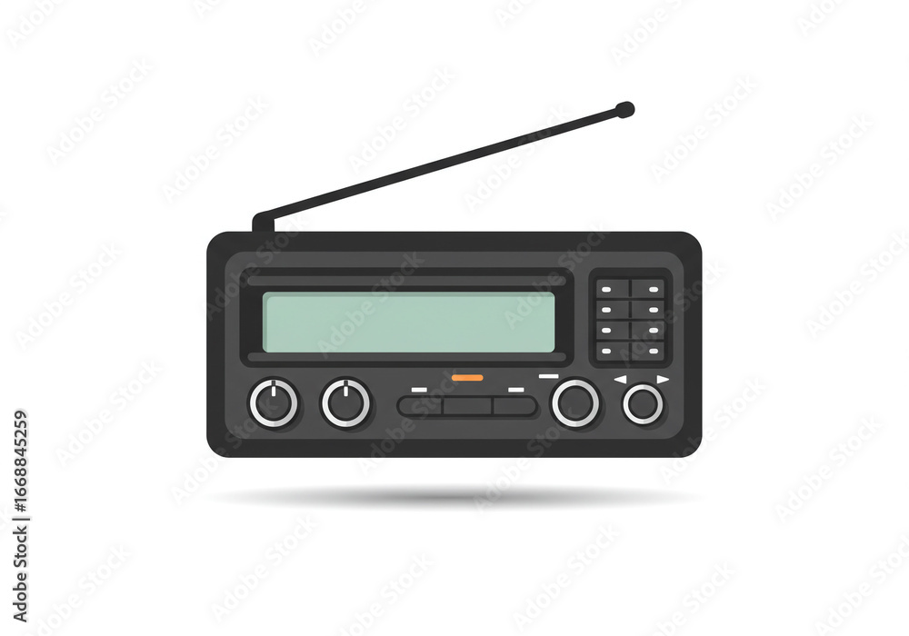 Fototapeta premium Sleek modern radio with antenna and digital display, perfect for retro tech themes