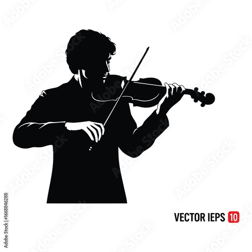 Musician silhouette playing violin skillfully capturing melodic sound in artistic performance silhouette