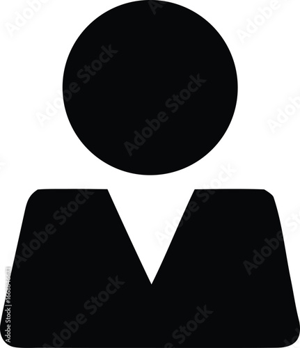 Simple black silhouette icon representing a person user profile avatar profile human person male female individual humanoid identity figure