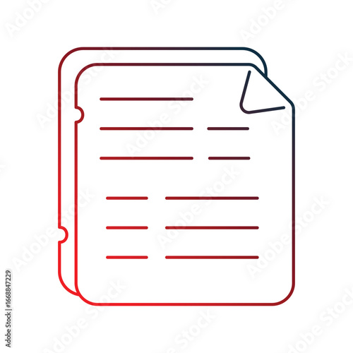 Document gradient outline icon with white background vector stock illustration