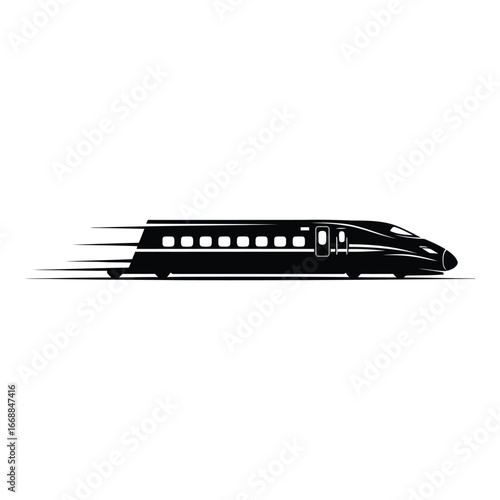 High-speed bullet train silhouette motion blur transportation express locomotive silhouette
