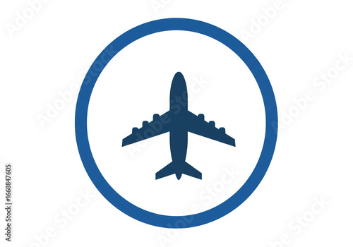 Modern jet airplane icon symbolizing global travel and aviation industry transportation services