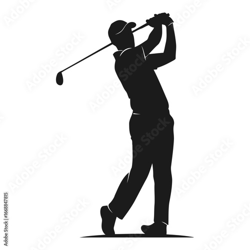 Golfer swinging club silhouette dynamic action sports photography motion athleticism athletic golf silhouette