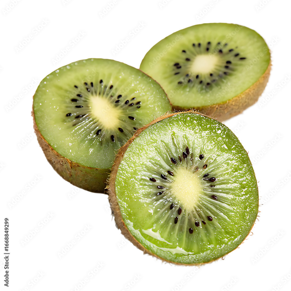 Fototapeta premium A fresh kiwi halves isolated on a transparent background