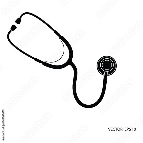 Classic medical stethoscope icon symbol of healthcare diagnosis and professional medical care silhouette