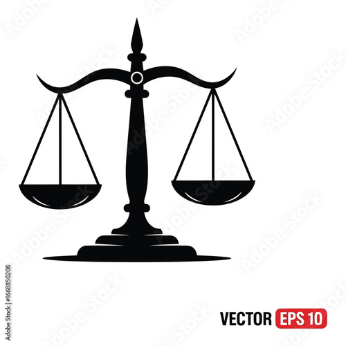 Iconic silhouette of balance scales symbolizing justice law and legal equality silhouette