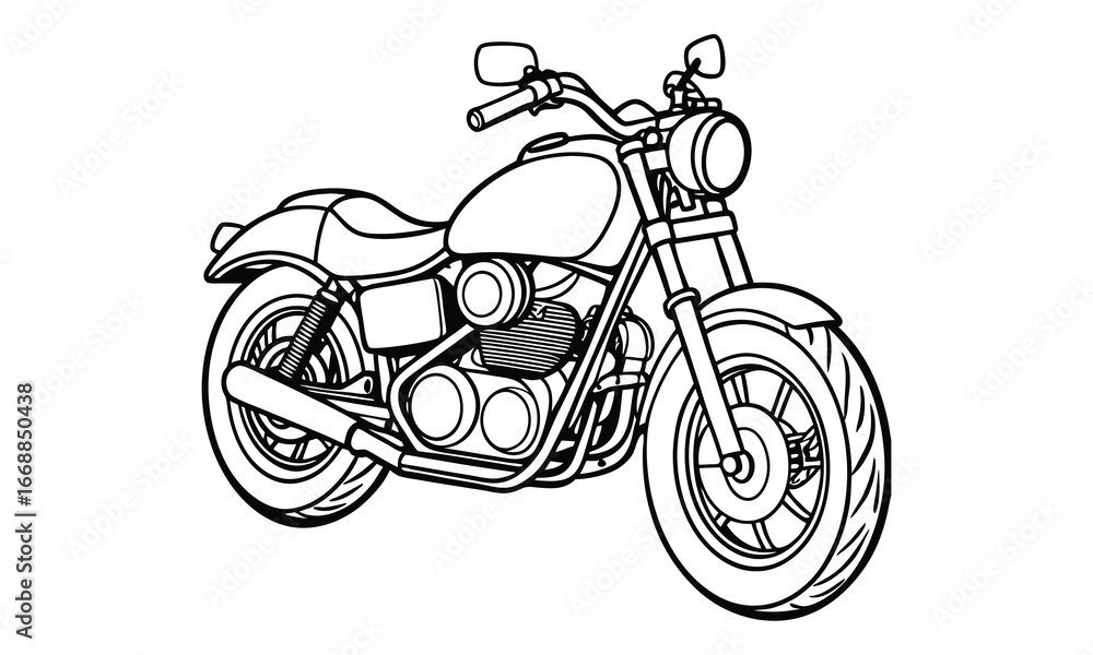 Fototapeta premium Harley-Davidson Sportster Kids vector line art and silhouette t shirt design, elegant detailed illustration, perfect for printable coloring pages, art therapy relaxation and stress relief.