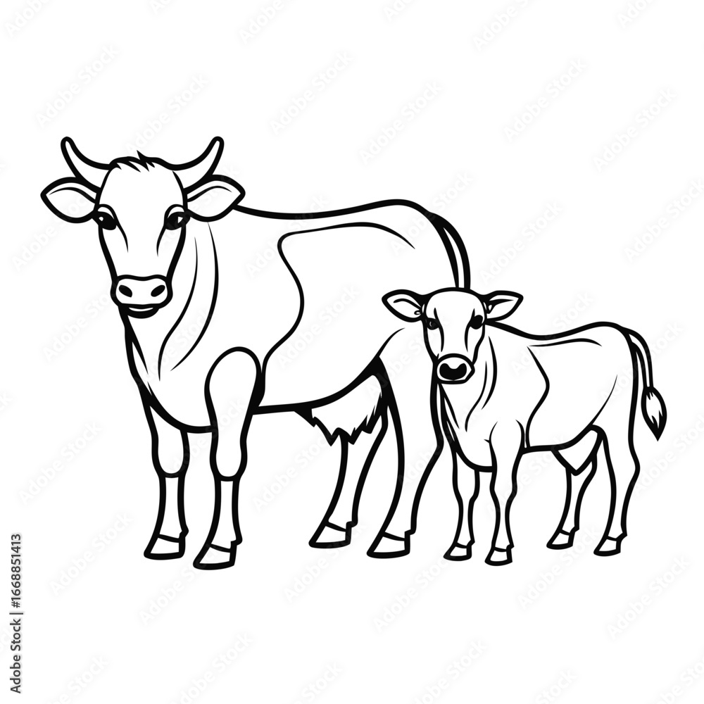 Fototapeta premium calf and cow vector