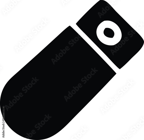 Simple black silhouette icon of a sleeping bag rolled up for camping and outdoor adventures