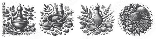 Vintage Hand-Drawn Spice Illustration, Aromatic Seasoning Engraved Vector for Culinary and T-Shirt Design