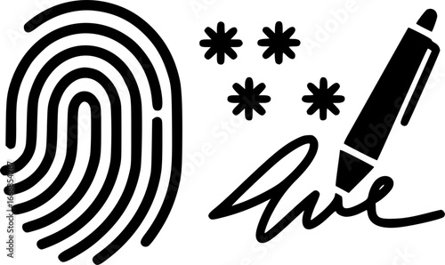 fingerprint icon Signature concept for password encryption. to protect information