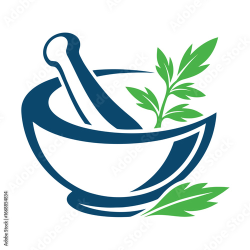 herbal mortar and pestle logo design eps on with white background