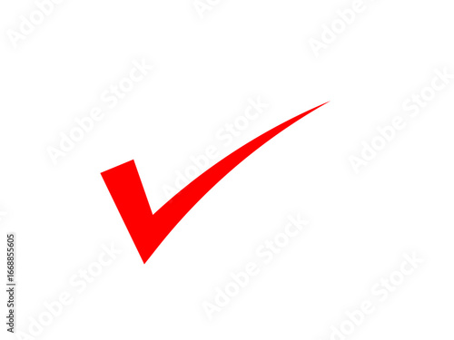 A bold red checkmark icon, a universal symbol for correctness, approval, and completion, isolated on a white background.